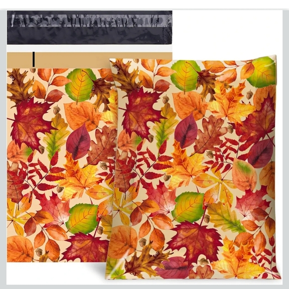 25 Ct    Fall Poly Mailers 10 x 13 Inch Autumn Leaves Packaging Bags Self Seal - Picture 2 of 9